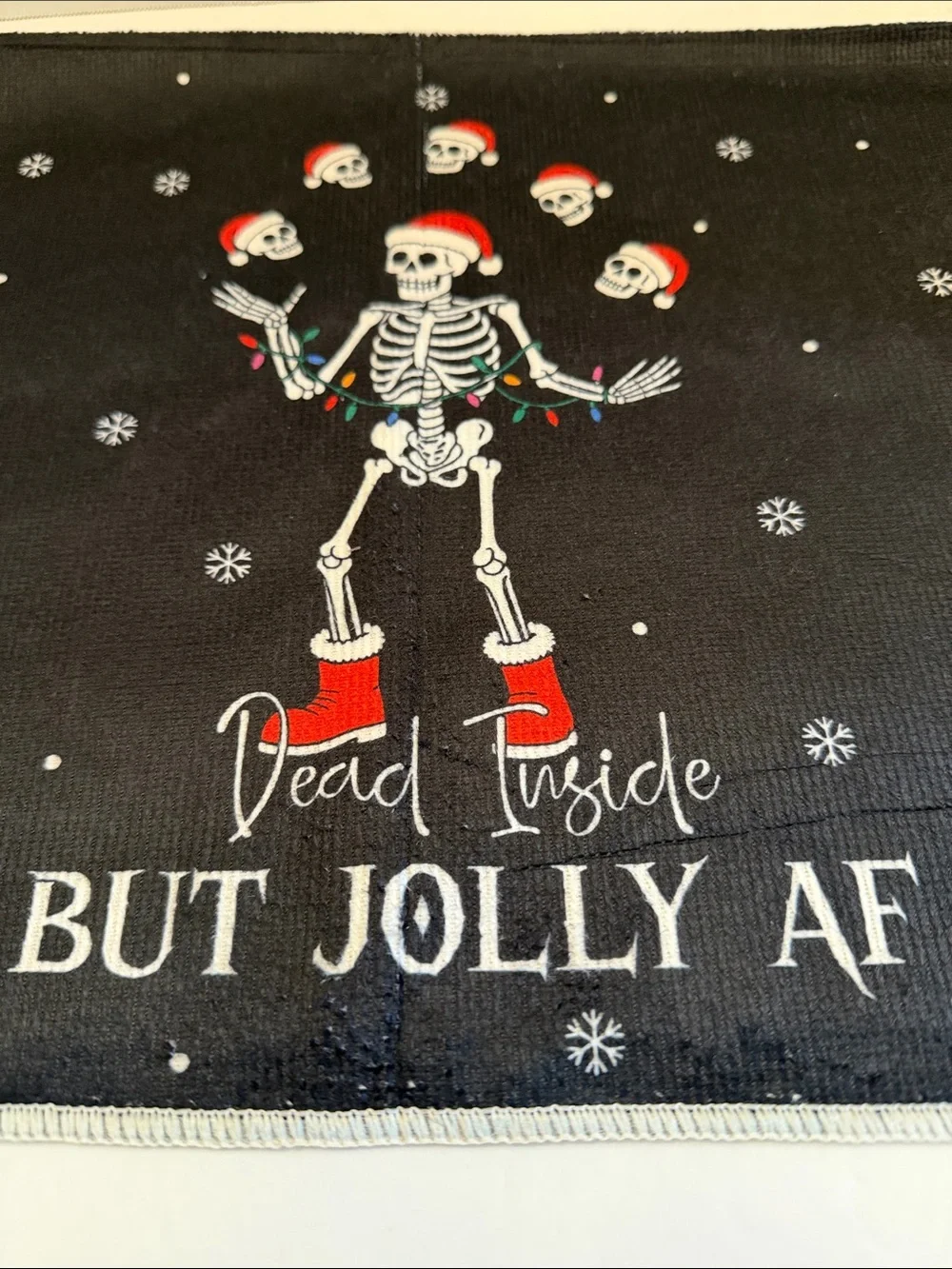 🎃Dead Inside But Jolly AF Black Holiday Kitchen Towel